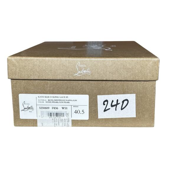 Christian Louboutin NIB Kate Max O Sling Lace Nude Leather Heels Pumps 40.5 NEW - Picture 8 of 9
